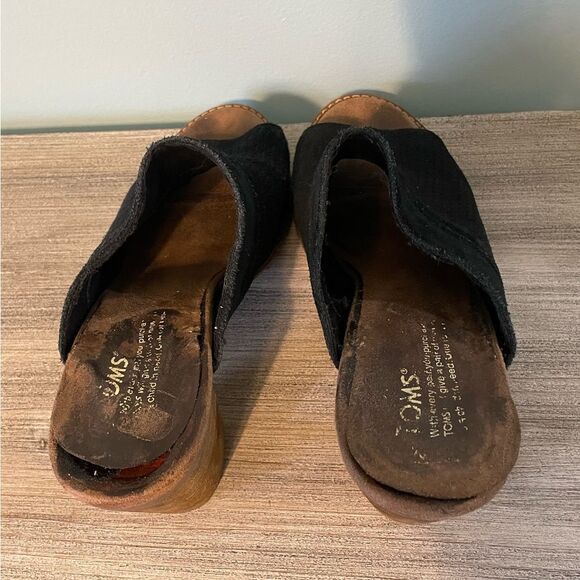 TOMS Black Suede Block Heels - Picture 4 of 5